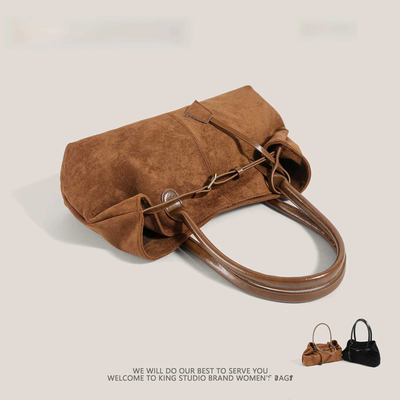Autumn Winter Womens Suede Underarm Tote Bag Large Capaci Commuter Bag Handbag Trendy 2025 New Sle Soft Leather H250823