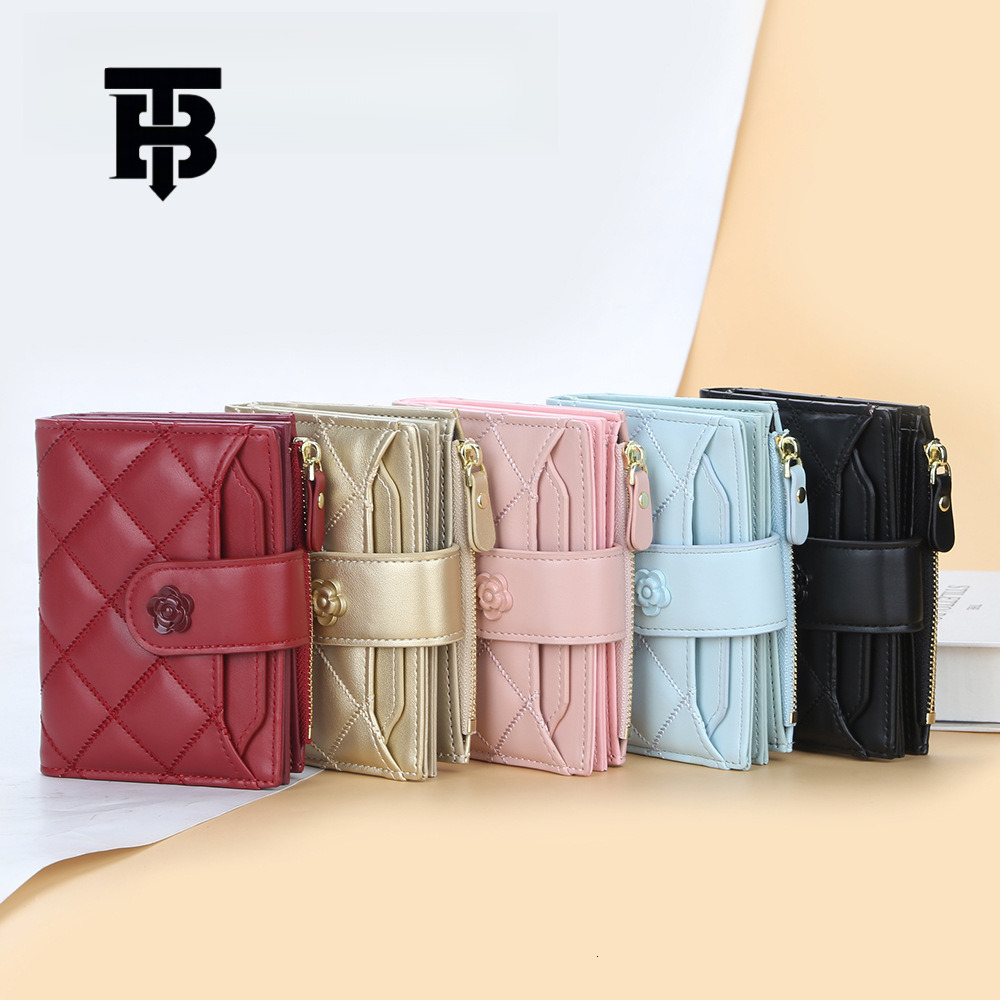 TB BHULAMTE Free Shipping Designer Luxury Women's Short Wallet Korean Version Diamond Grid Multi Slot Card Bag Zipper Coin Bag Driver's Lice