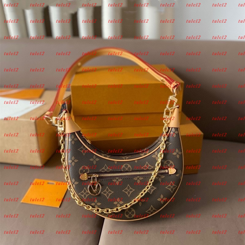 Top quality must have loop Pea bag Womens crossbody shoulder bag designer handbag Luxury hobo Half Moon tote mirror quality leather chain bag clutch bags wallet 14a