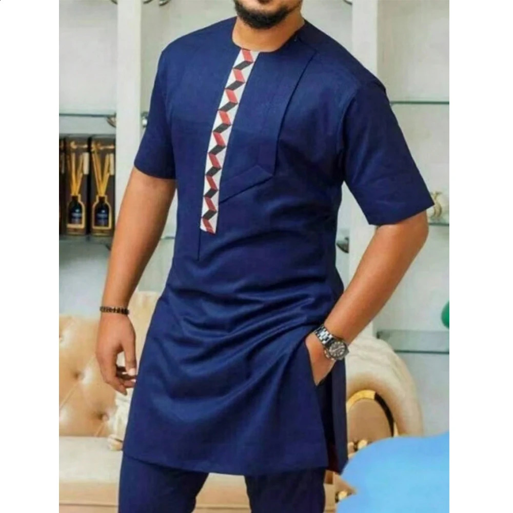 Kaftan Elegant Mens Suit Long Sleeve Ethnic Style Casual EmbroideryTop And Pants 2PCS Sets African Fashion Traditional Outfits 250823