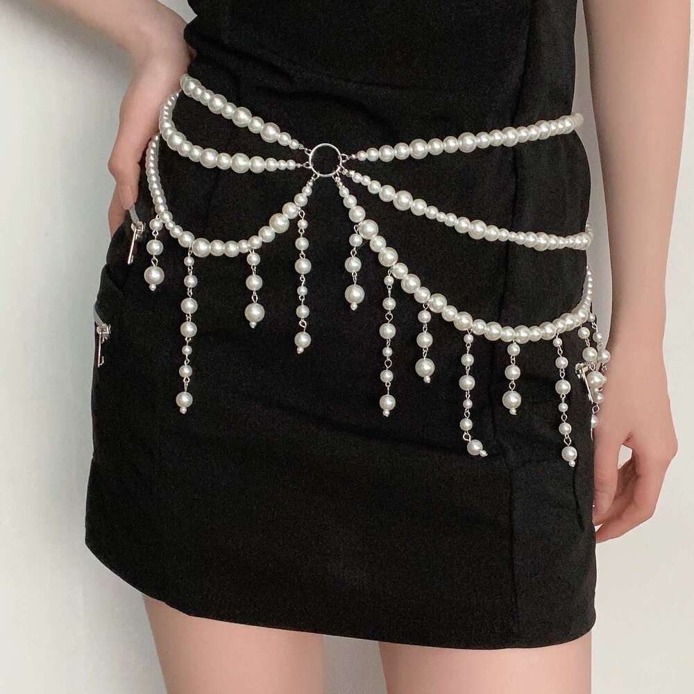 luxury Bead Belt Body Women Summer Sexy Bikini Beach Waist Chain Charms Vintage Dress Waistband Belts Multi-layer pearl beaded waist chain