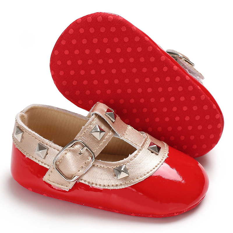 New Baby Girls Rivets princess shoes Cute infant mary jane first walkers 2 colors 3 sizes 0-18Months