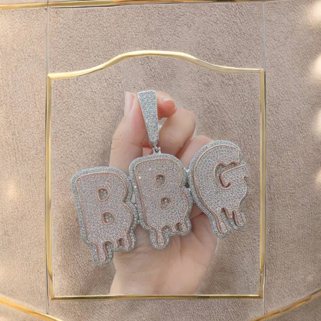 Creative hip-hop trend pendant 925 silver with rope chain pearl number shape diamond fashion gift