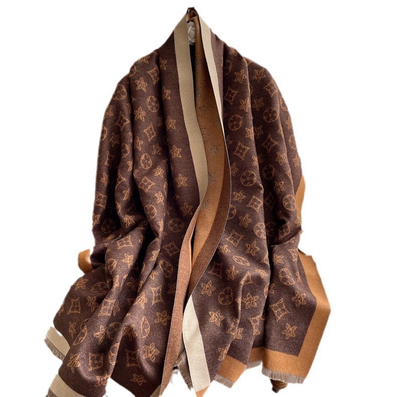 Designer winter premium versatile Lucky grass double-sided faux cashmering scarf 2025