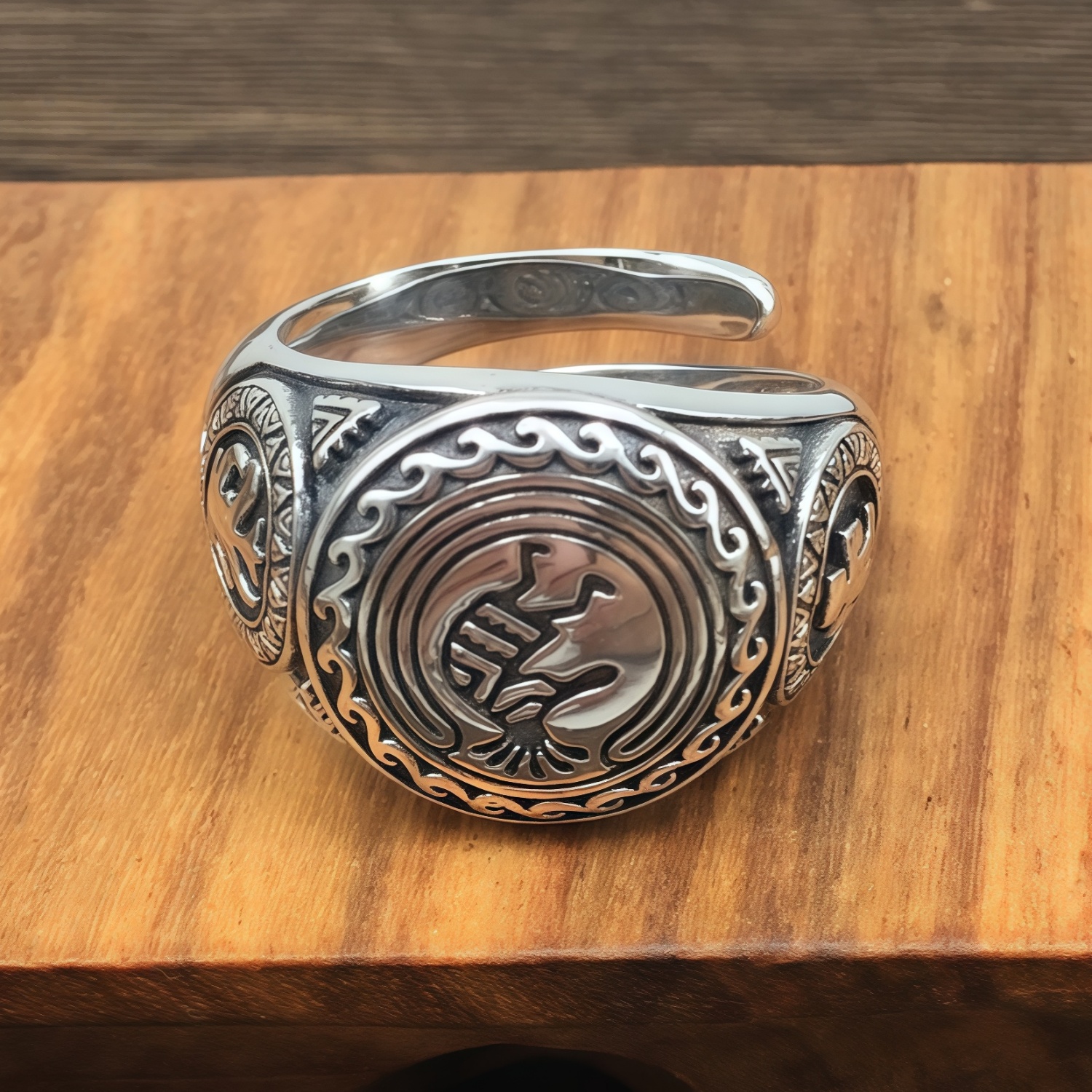 Religious God Allah Faith Great Prophet Ethnic Style Band Ring Symbolizing Good Wishes Ring for Men Women 925 Sterling Silver Adjustable Lucky Band Ri