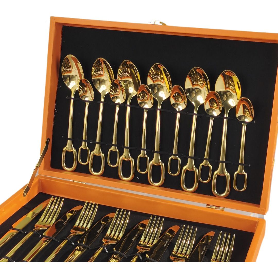 Designer dishware Western tableware 24-piece metal steak knife knife fork spoon Western tableware coffee dessert spoon gift box set