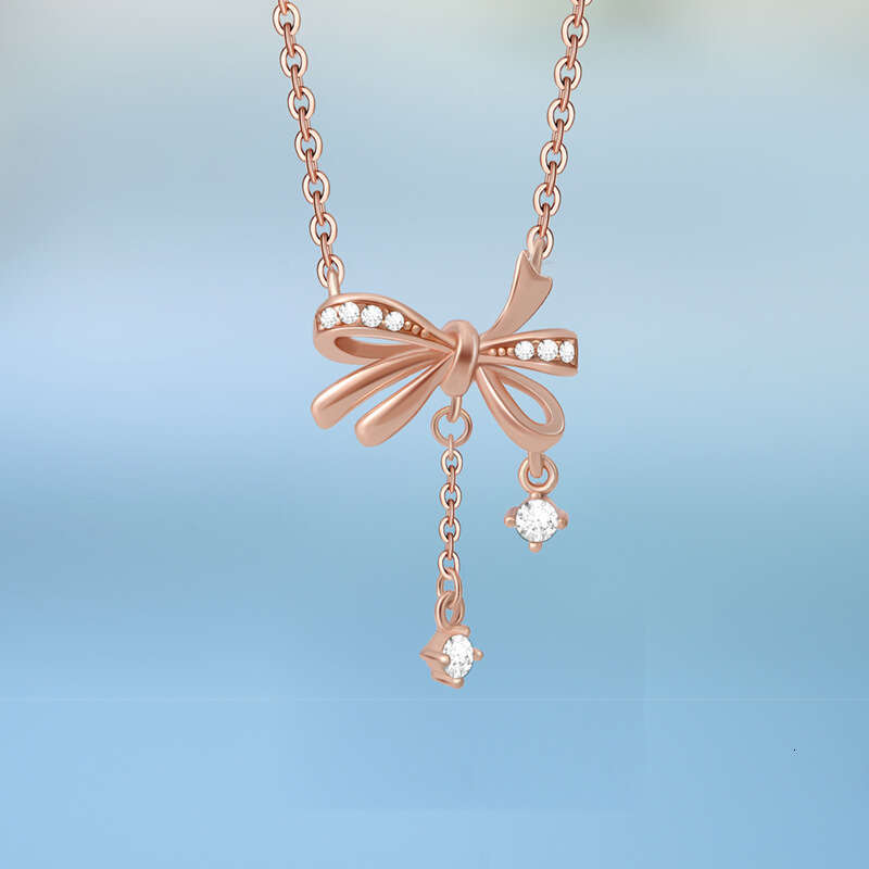 Bow necklace luxury jewelry Butterfly Pendant Necklace for Women Zircon Drop Choker Dainty Bow Collarbone Chain