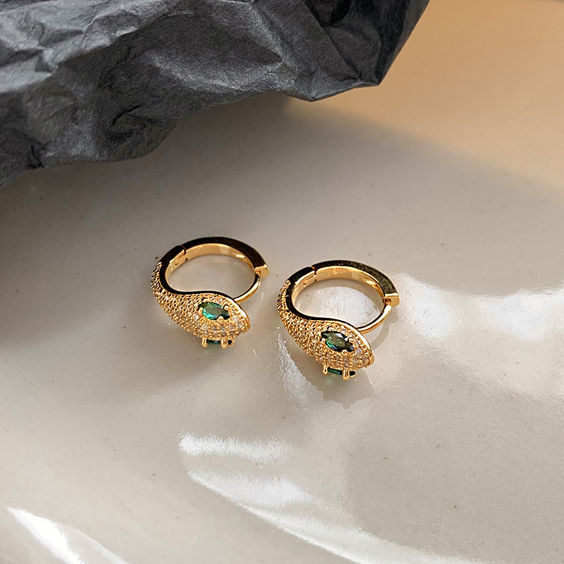 Free shipping designer jewelry Light Luxury Personality Micro Inlaid Zircon Snake-shaped Earrings for Women Niche Design High-end Earrings 2025 New Ea