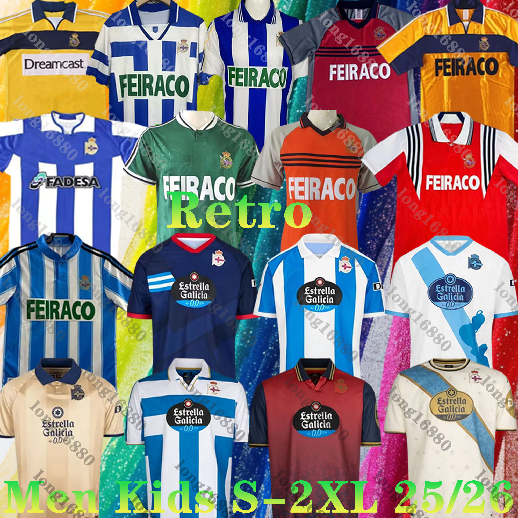 25 26 Deportivo de La Coruna Soccer Jerseys Retro 1994 1995 98 00 01 HERRERA DIEGO GOMEZ MELLA 2025 2026 Men Football Shirts kids kits sets 25th Anniversary Long sleeves