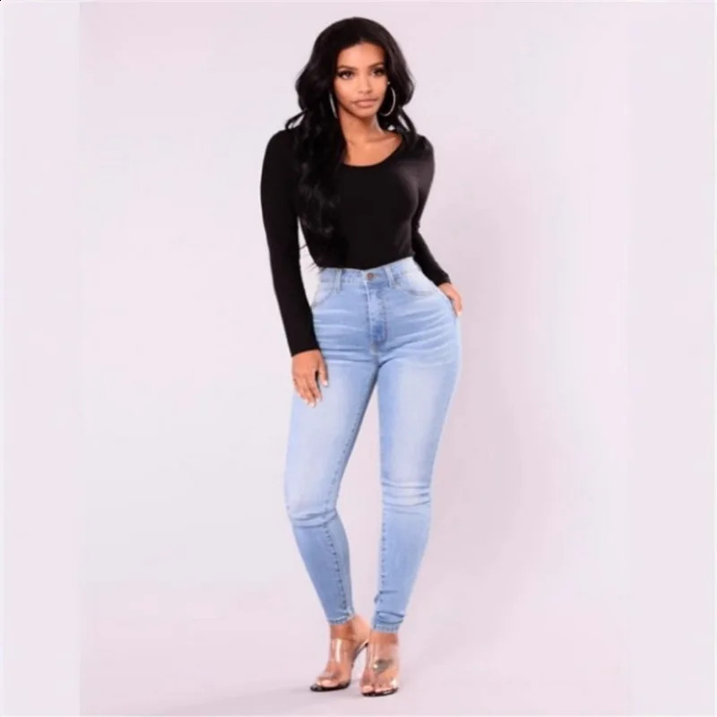 Sexy Jeans Women Denim Skinny Pants High Waist Stretch Lady Push Up Leggings Slim Pockets Button Pencil Z260313