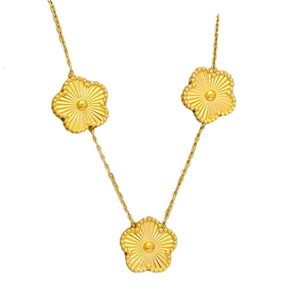 Luxury 4 Four Clover Necklace Luxury Jewelry Set Pendant Necklaces Bracelet Stud Earring Women Birthday Gift Gold Clover Necklace