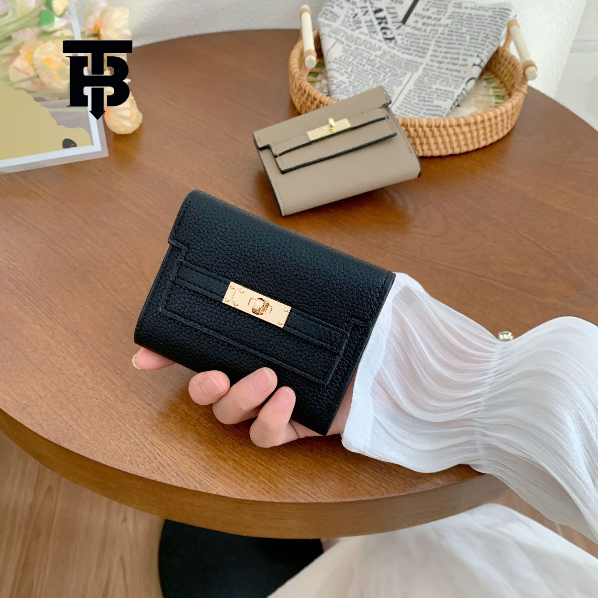 TB BHULAMTE Free Shipping Designer Luxury Women's Wallet Metal Buckle Folding Card Bag Fashion Short Handbag Coin Bag