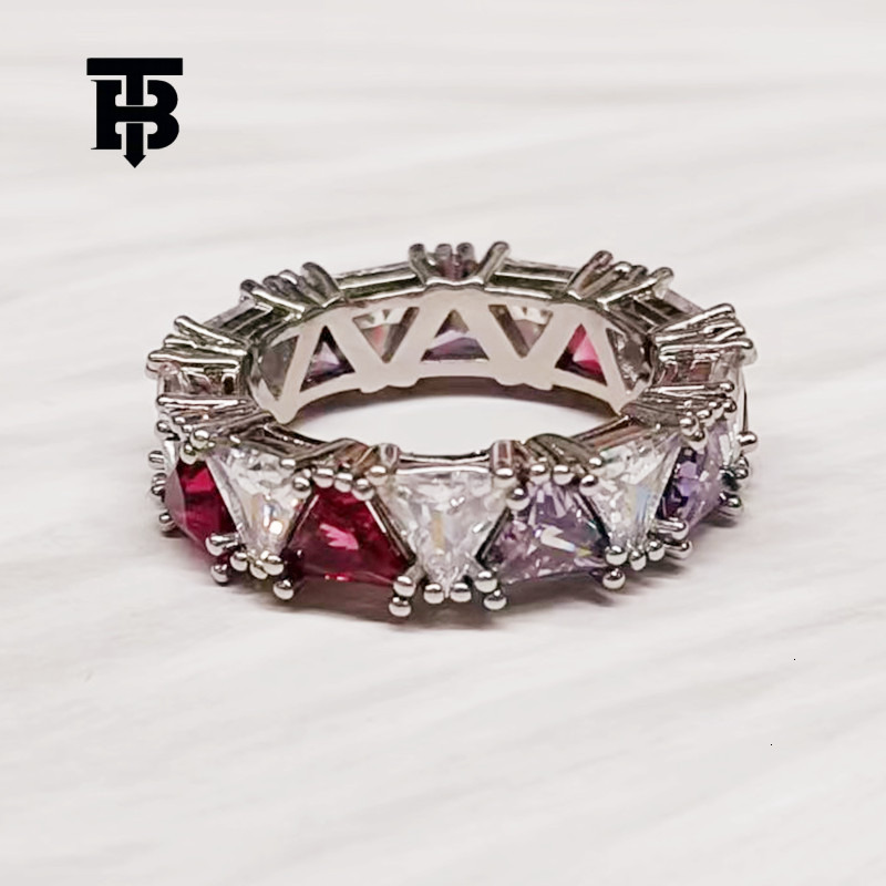 TB BHULAMTE New Product Designer Shiny Gradient Triangle Cut Diamond Ring Personalized Temperament Women's Round Simple Accessories Luxury Jewelr