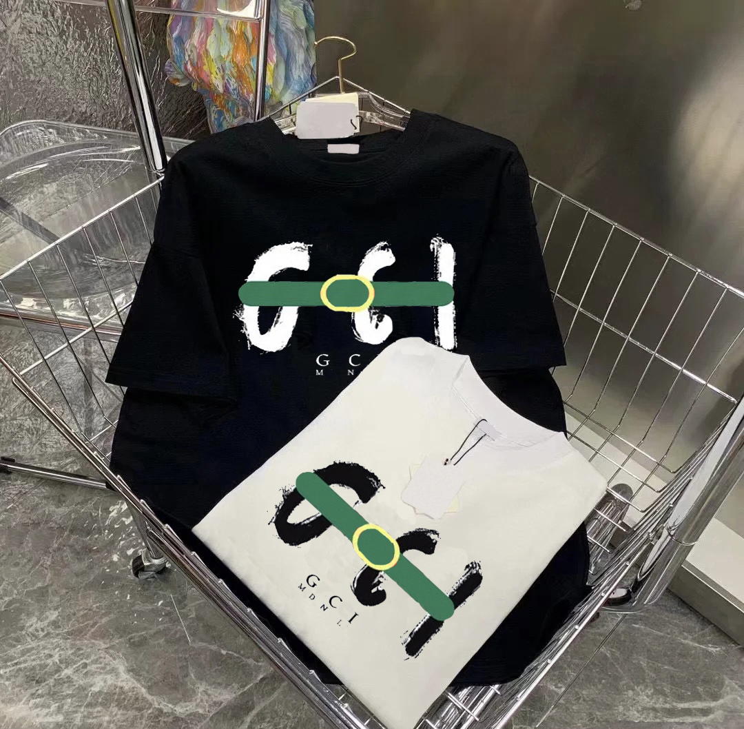 Brand-name T-shirts, 100% pure cotton short-sleeved men's fashion T-shirts by Parisian designers, multiple styles to choose from, printed summer casual women's T-shirts