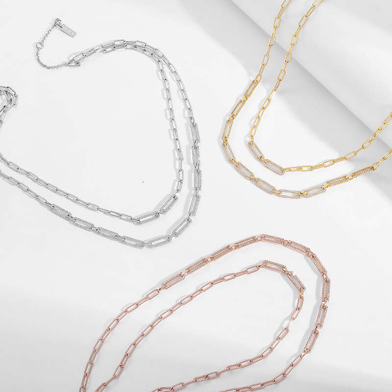 Women Wedding Jewelry Double Layer Snake Chain Necklaces Elegant Real Gold Plated Choker Necklace Friend Family Numbers Gift Luxury Accessory