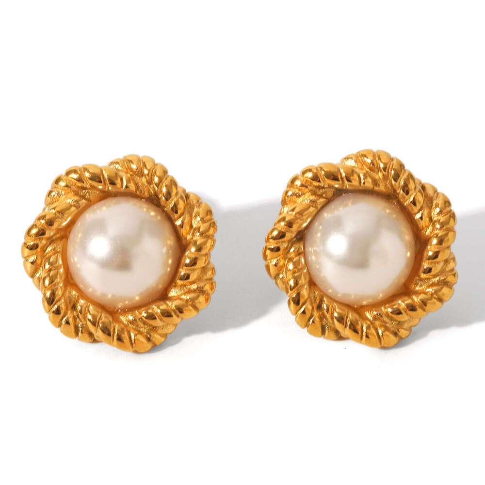 Flower pearl earrings stud Women Retro Vintage Luxury Ball Side Wear Chinese Earring Earings Ear Rings Charm Jewelry Gift
