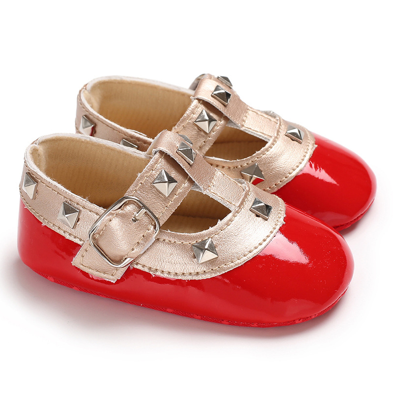 New Baby Girls Rivets princess shoes Cute infant mary jane first walkers 2 colors 3 sizes 0-18Months