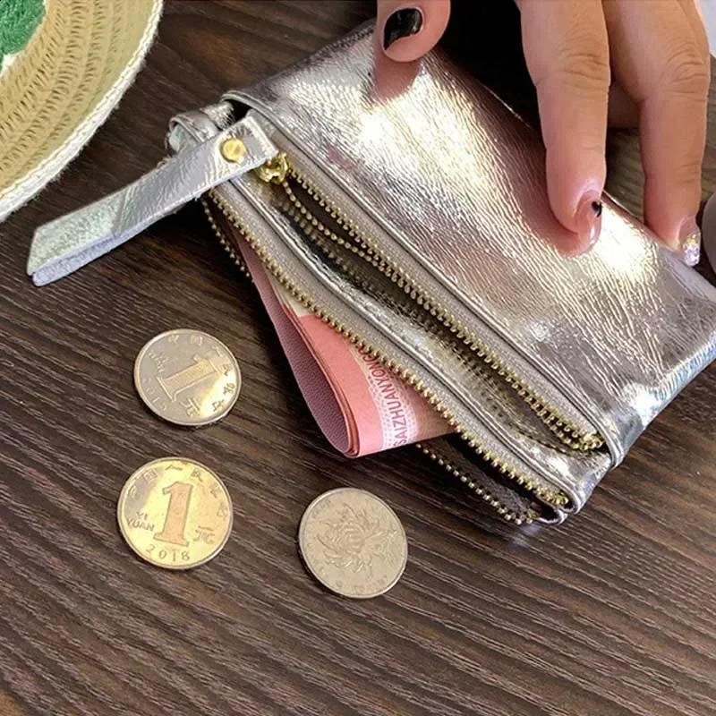 Women Clutch Mini Coin Purse Genuine Leather Wallet Credit Card Cash Holder Small Money Bag Female Zipper Storage Bags Pouch 250823