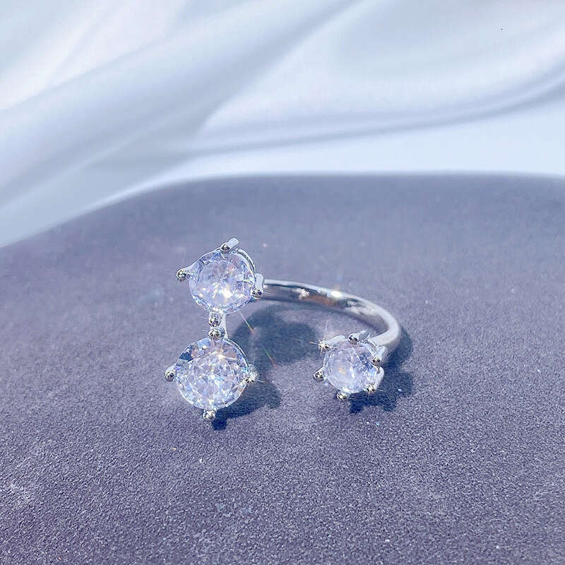 open ring Classical Wedding Rings Luxury Jewelry Real Water Drop Zircon Diamond Gemstones Party Eternity Women Couple Bridal Ring Set Gift