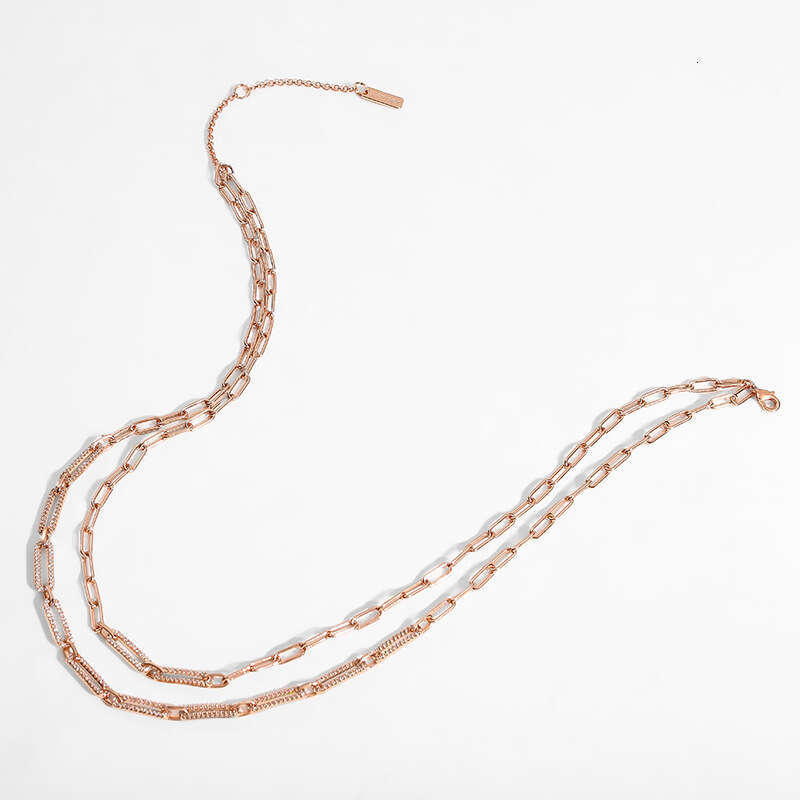 Women Wedding Jewelry Double Layer Snake Chain Necklaces Elegant Real Gold Plated Choker Necklace Friend Family Numbers Gift Luxury Accessory