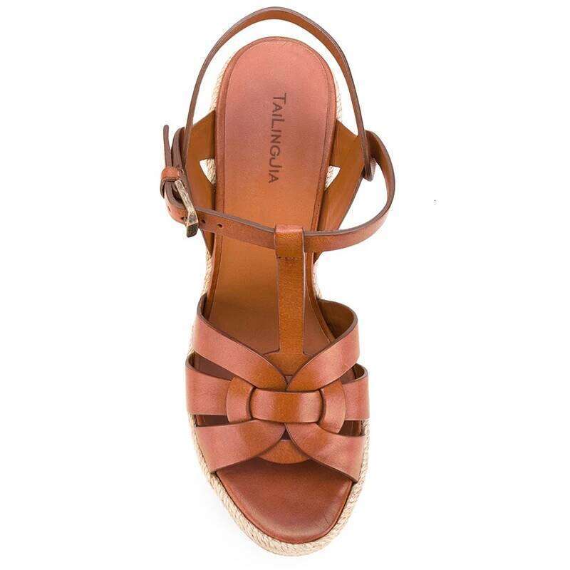 Brown Espadrille Sandals Women Wedge Shoes Platform High Heel Sandal White Rope Heels Black Ladies Summer Shoe 2025 Footwear