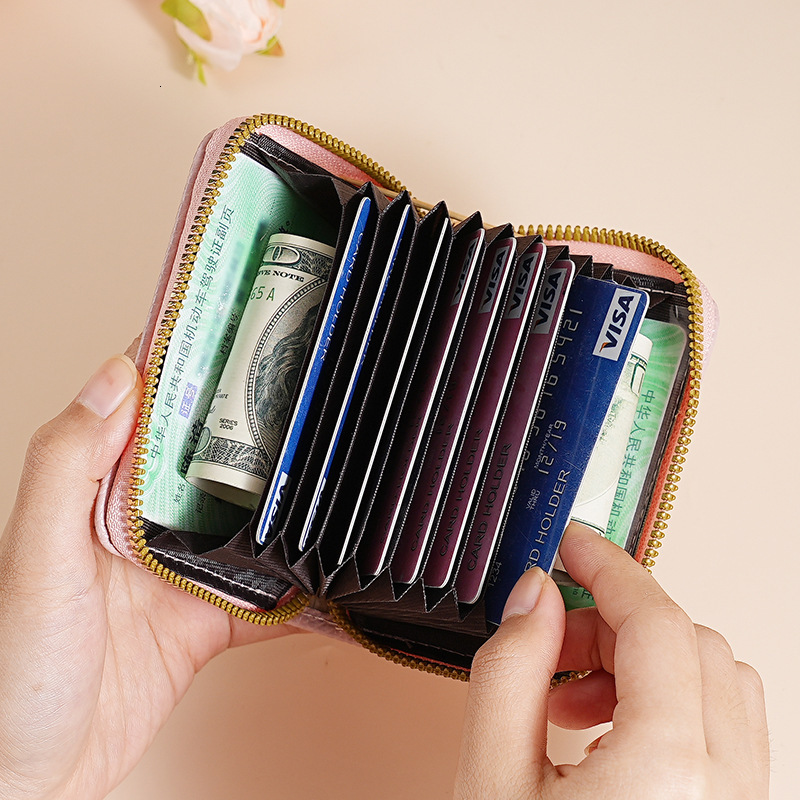 Women's Accordion Card Holder Korean Style Lychee Pattern Designer Bag Card Holder Men's Versatile Casual Business Credit Card Organizer One