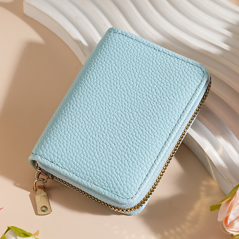 Women's Accordion Card Holder Korean Style Lychee Pattern Designer Bag Card Holder Men's Versatile Casual Business Credit Card Organizer One