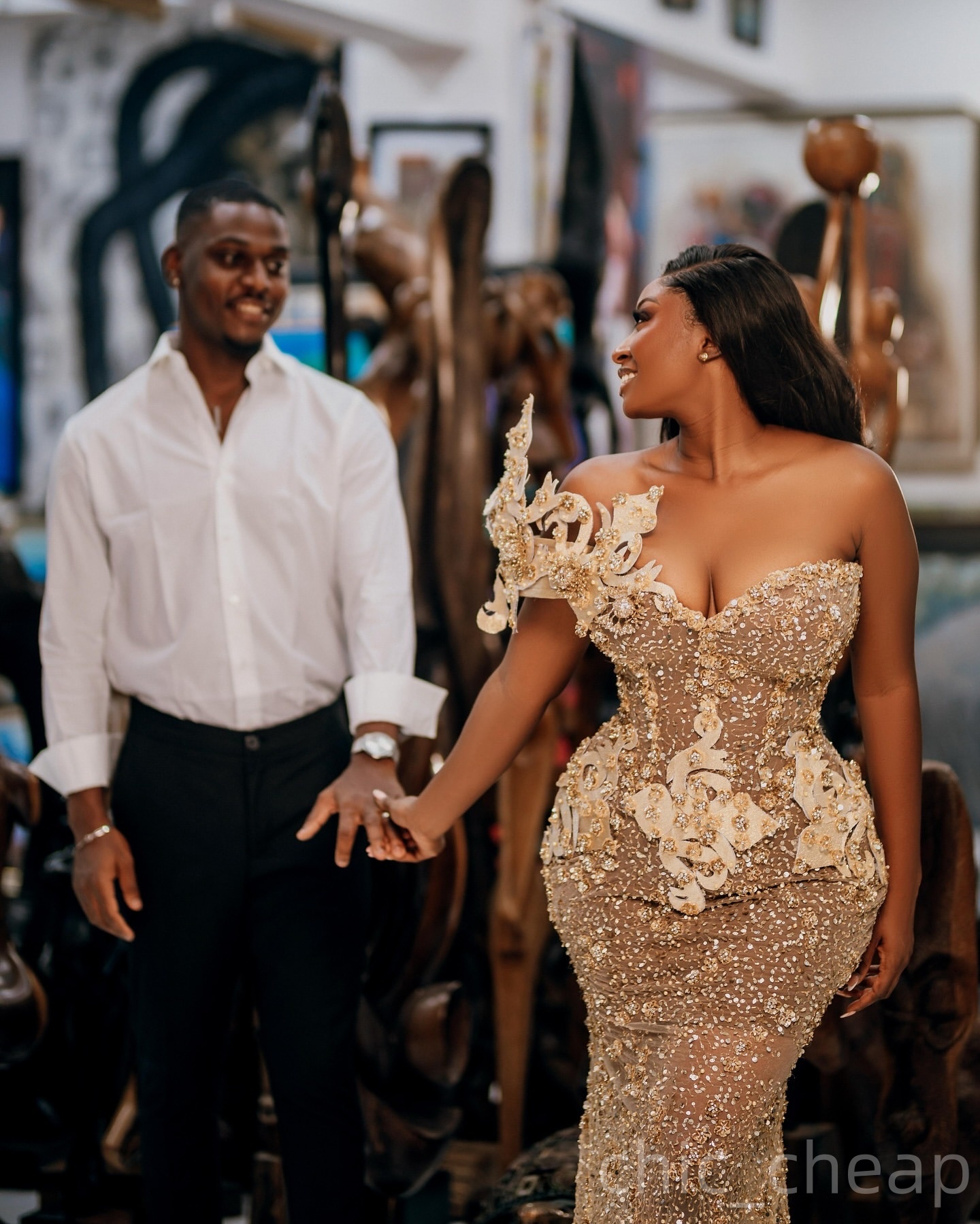 Mermaid Gold Prom Dresses 2025 Crystals Illusion Beaded Appliques Evening Formal Party Second Birthday Engagement Gowns Plus Size Dress For Special Oc