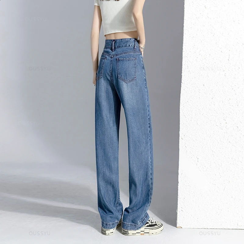 Summer Lyocell Thin Womens WideLeg Jeans High Waist Slimming n Street Mopping Trousers Loose Straight Pants Fashion Z260313