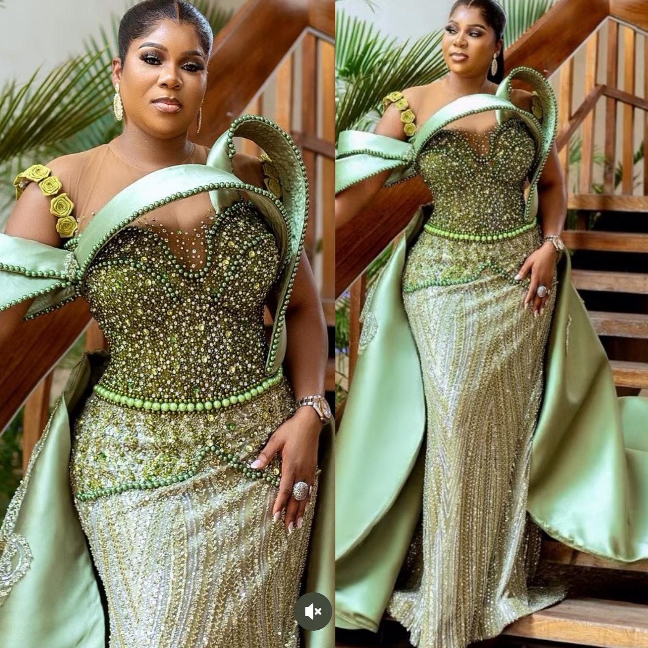 2025 Plus Size Sage Mermaid Mother Of Bride Dresses Beaded Pearls Sequined Prom Evening Party Mama's Dress Vintage 50's Birthday Wedding Gue
