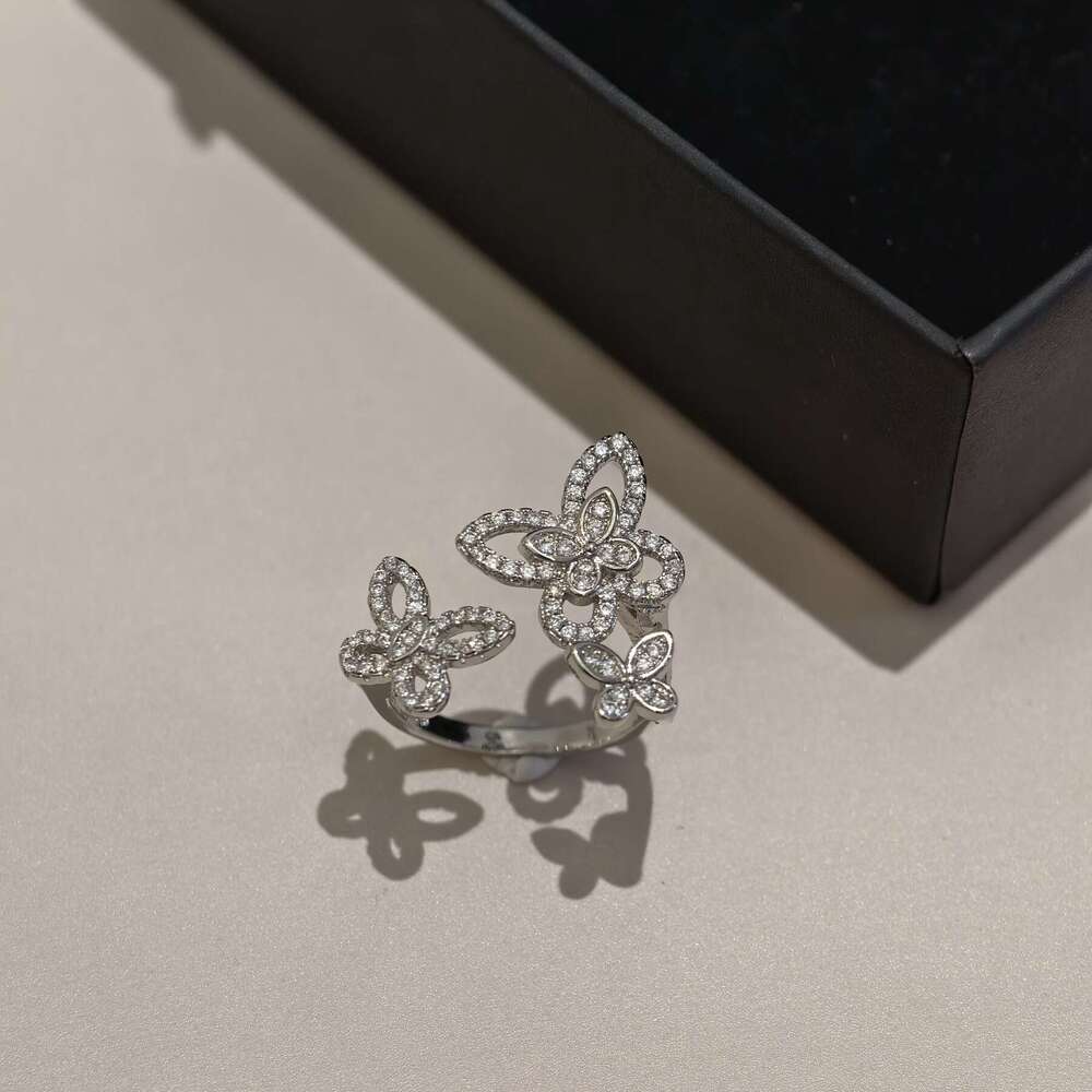 rose gold silver charm ring Top grade luxury full diamond flower ring for women girls lovely romantic flowers rings jewelry open size