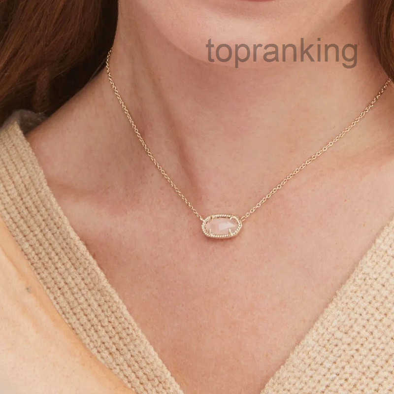 Luxury 18k gold plated necklace designer charm chain diamond necklace scott 925 sterling silver oval cystal stone collar moissanite pendant necklace woman jewelry