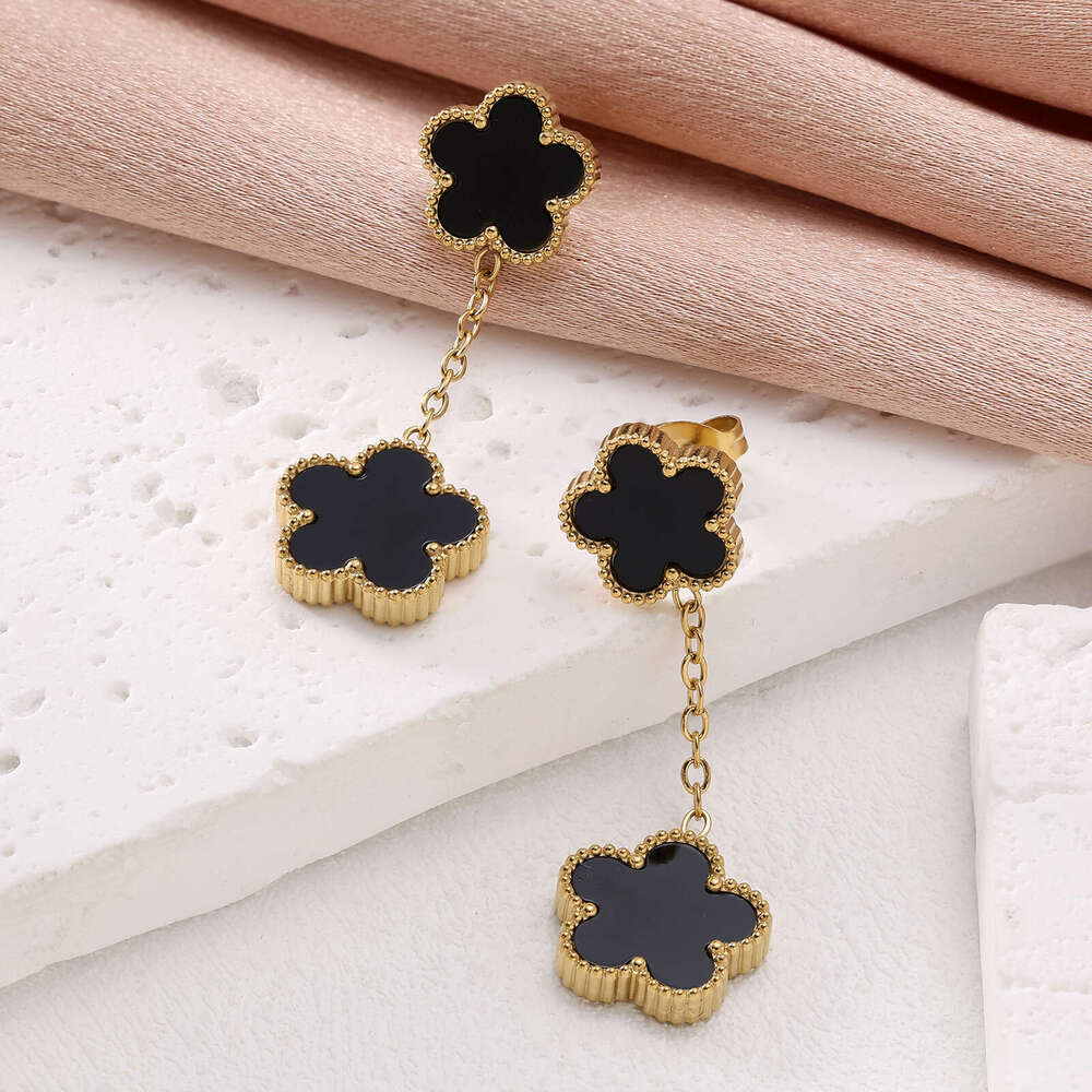 five leaf flower earring Bracelet Necklace double sided leaf stainless steel jewelry earrings necklaces bracelets factory five flower Mothers Day souv