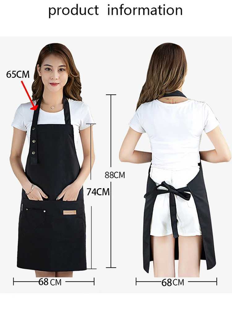 Apron for Men Women with Adjustable Straps and Large Pockets Canvas Cotton Cooking Kitchen Chef Bib Aprons Waterproof Black H250823