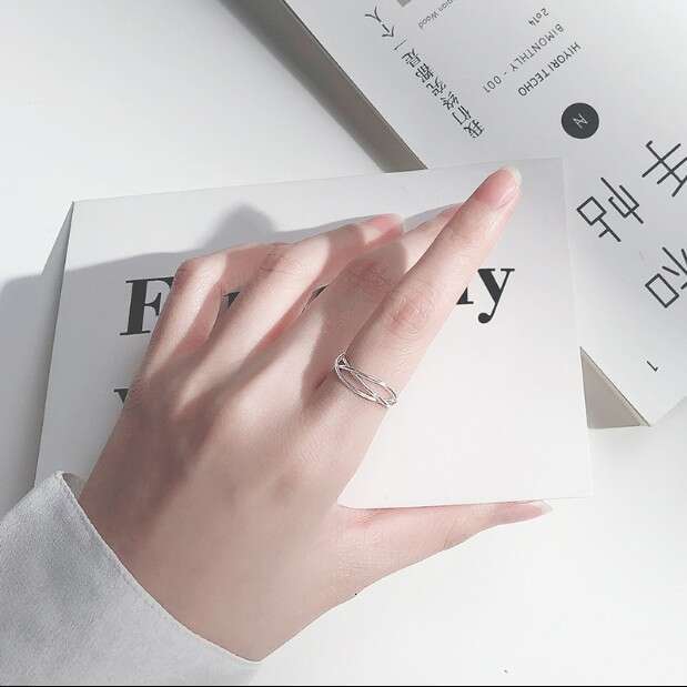 Personalized hollowed out lines silver punk band ring hollow design in platinum color for women wedding jewelry gift have