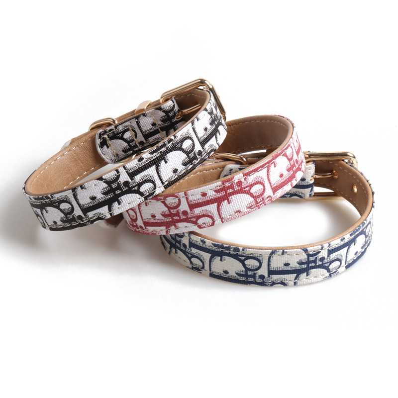 Adjustable designer dog collar pets collars with Metal Buckle Dogs Collar for Cats and Outdoor Traction Rope 5 colors