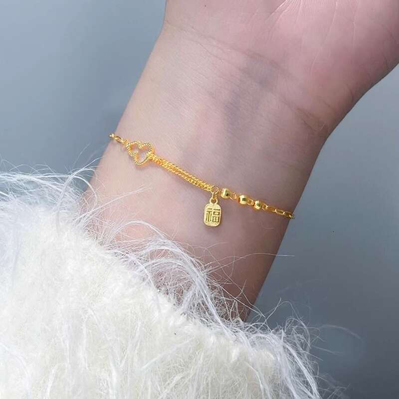 Simple and fashion trend Luxury Diamond Charm Bracelet Fashion Trendy Letter pendant Gold Jewelry Accessories Love Gift good