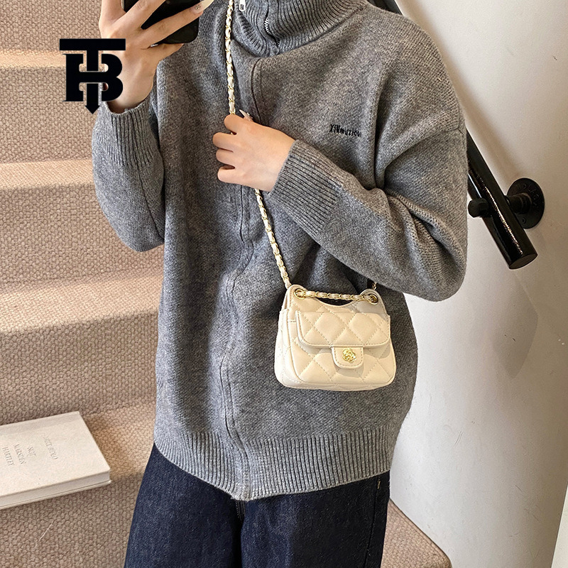 TB BHULAMTE Free Shipping Designer Luxury Women's Diamond Mesh Embroidered Thread Single Crossbody Bag Fashion Chain Bag Versatile Handbag