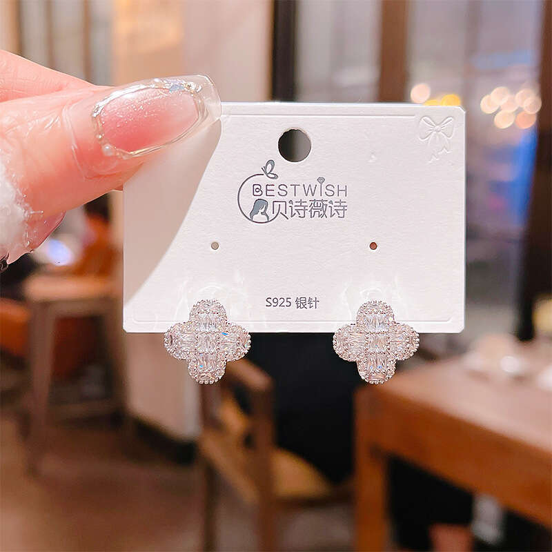 Luxury Diamond Stud Earring 18k Gold Silver Flower Letter Studs Earrings Women Girl Wedding Party Love Jewelry never fade