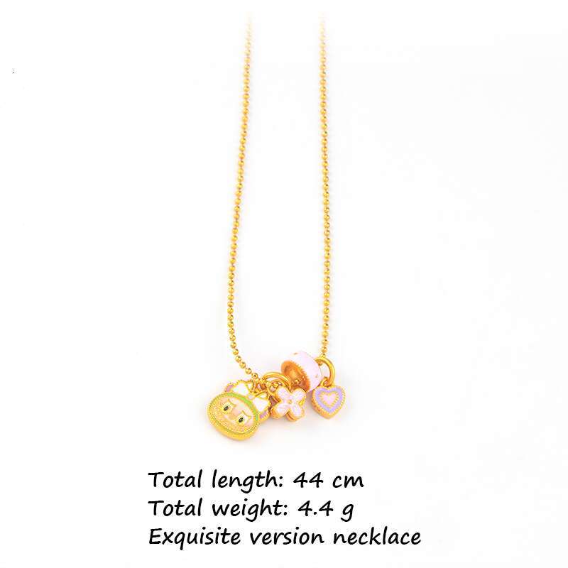 luxury jewelry Necklace High Color Retention Sand Gold Jewelry Ancient Blue Enamel Lucky Bowknot Pendant