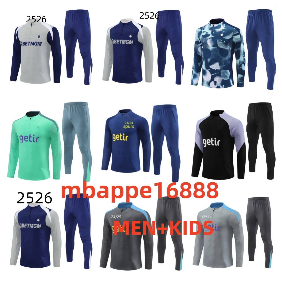 Tottenham Long sleeved half pull training suit spur Klinsmann GASCOIGNE ANDERTON SHERINGHAM 2025 2026 HAM BALE KANE HOJBJERG Adult children's clothing sportswear