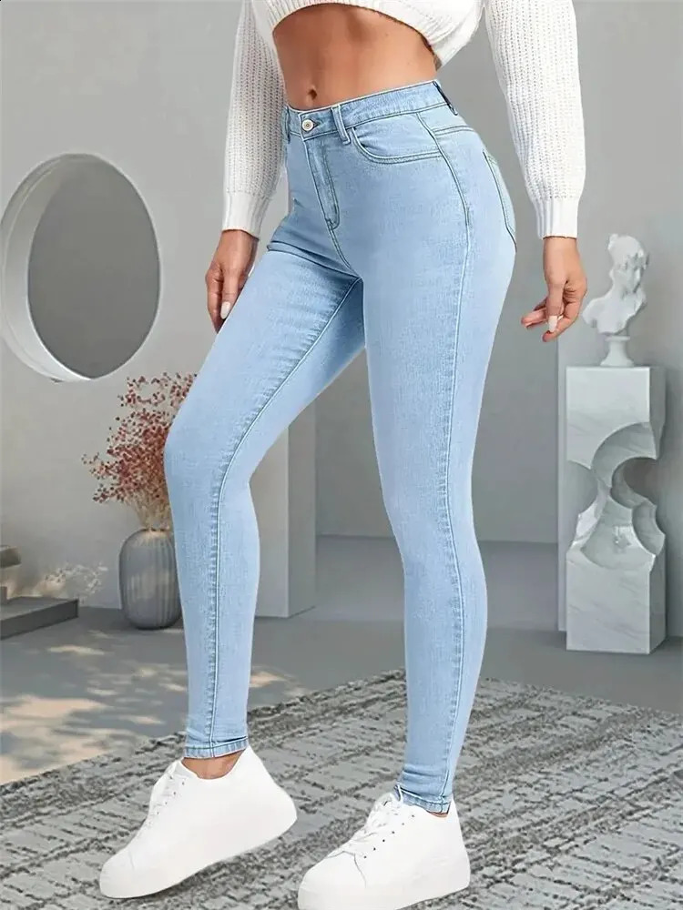 Women Stretch Skinny Jeans Lady Slim Fit Pencil Leggings Straight Leg Denim Pants Blue Gray Black Sexy Long Trousers Z260313