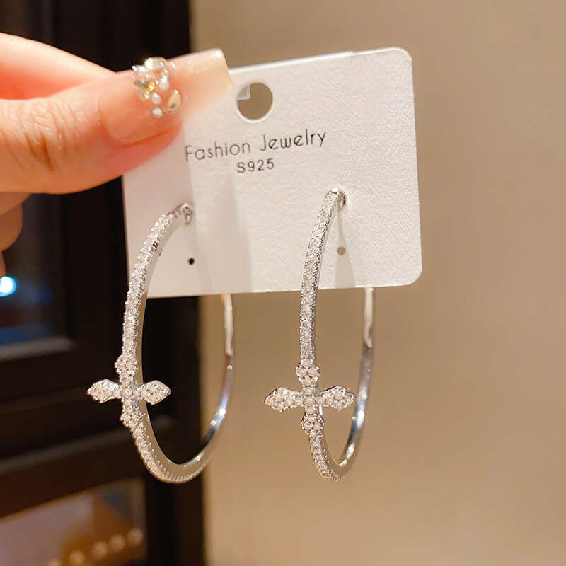 geometric circular cross ear rings Fashion Circle Women Hoop Earrings Exaggerated Ear Loop Smooth Round Earring Party Jewelry