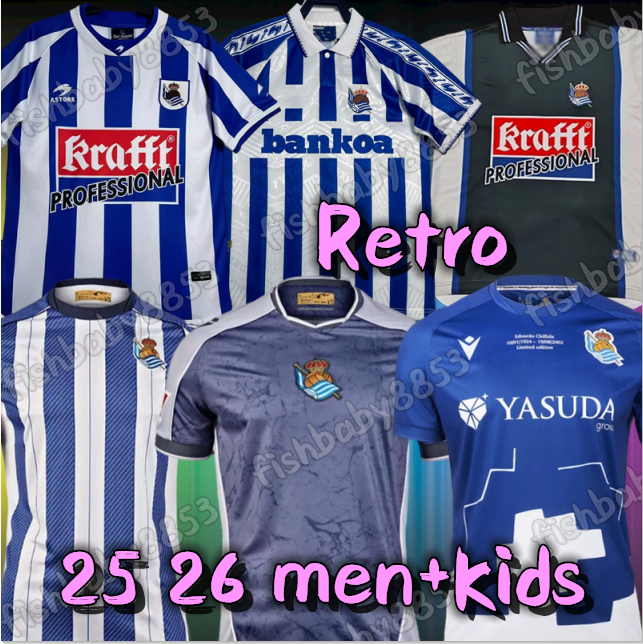 New 2025 2026 Real Sociedad men Soccer Jerseys Retro 94 95 00 02 03 home away OYARZABAL ZUBIMENDI TAKE PACHECO 25 26 Football Shirt Mens kids kit BARRENETXEA
