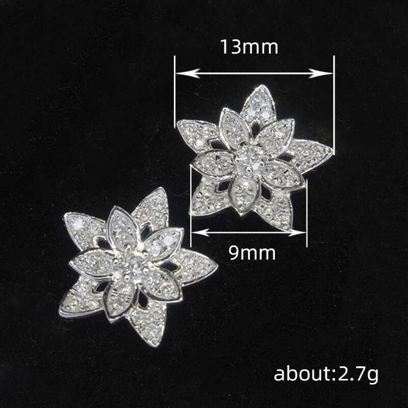 Sterling Silver Jewelry luxury earrings for Women Elegant Accessory Stud Earrings Floral Design Zircon Stones for Sensitive Skin