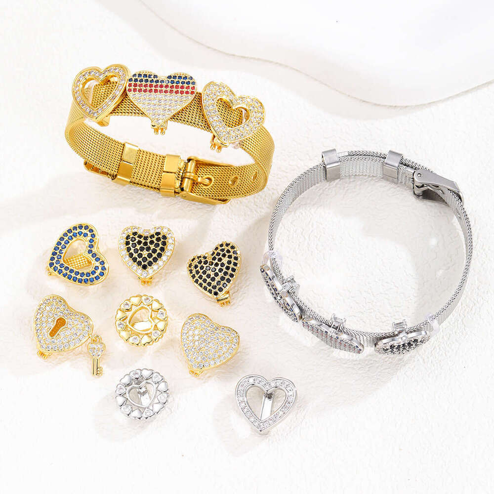 Fashion trends Charm Bracelets Cuff Cute Love Heart Wedding Party Charm Bangles Jewelry Gift Gold Plating Staiess Steel Lucky Cuff Bangles Women Girls