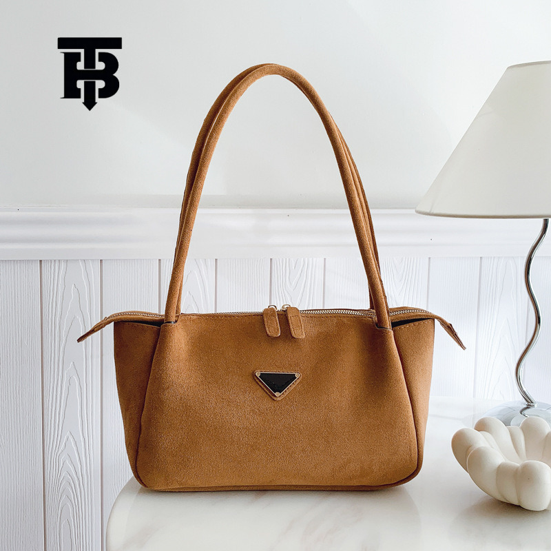 TB BHULAMTE Free Shipping Designer Retro Deerskin Velvet Armpit Tote Luxury Bag Bag Large Capacity Spring Commuting Double Zipper Single Shoulder Wome
