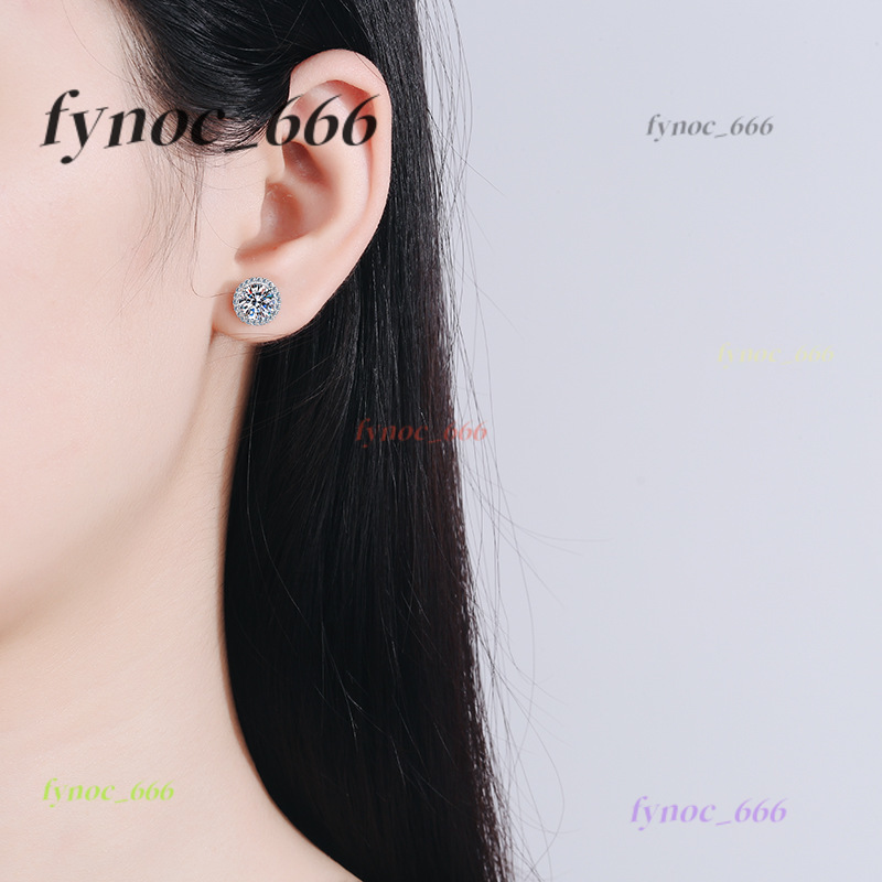Luxury 925 Sterling Silver 1ct Moissanite Four Claw Round Surround Diamond Stud Earrings Fashion Elegant Wedding Party Jewelry