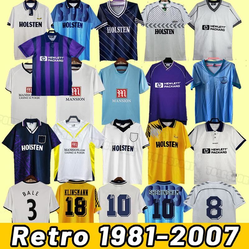 Tottenham kit soccer jerseys 1990 1998 1991 1982 Retro Klinsmann GASCOIGNE ANDERTON SHERINGHAM Ginola Ferdinand Centenary 92 93 94 95 08 09 MODRID 2006 88 89 1991 1994