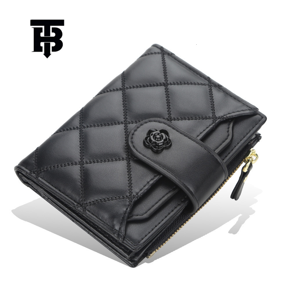 TB BHULAMTE Free Shipping Designer Luxury Women's Short Wallet Korean Version Diamond Grid Multi Slot Card Bag Zipper Coin Bag Driver's Lice